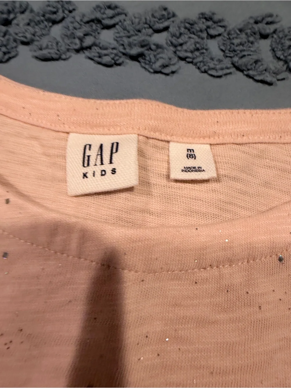 GAP Light Pink Short Sleeve Tee with Subtle Sparkle